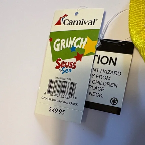 Seuss Grinch Kids Backpack - Blue and Yellow - Picture 2 of 6